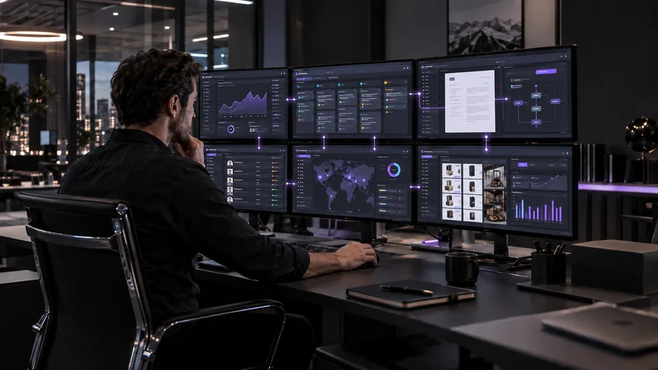 Centro de control con información integrada de una operación empresarial.